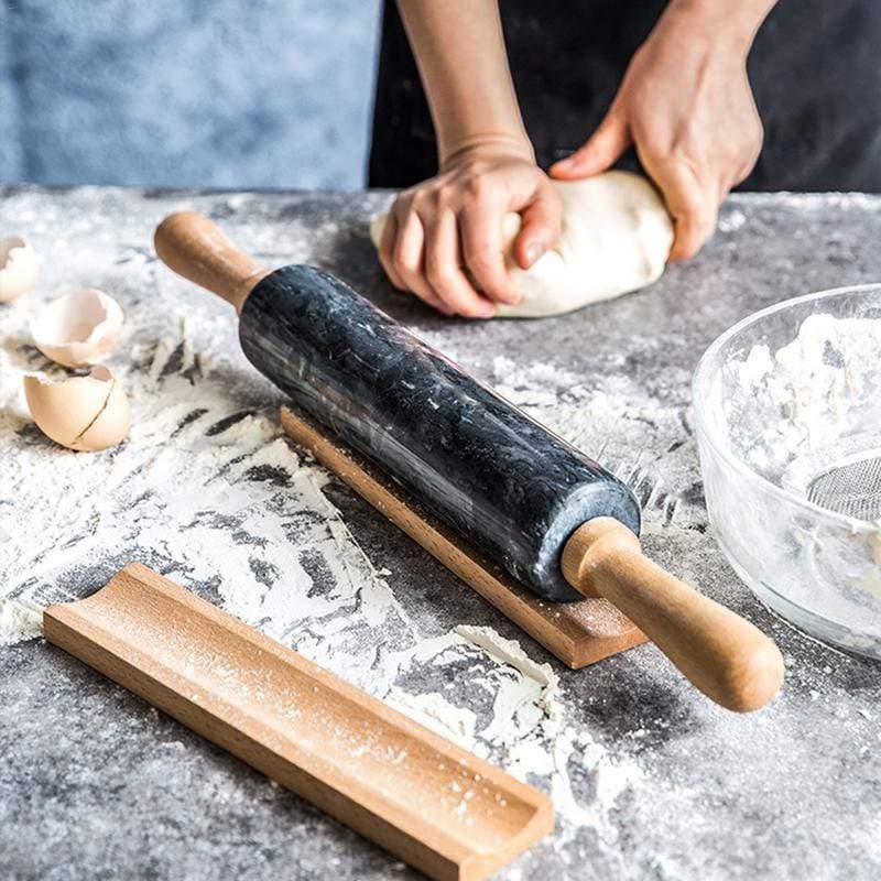 Marmor-Nudelholz mit Holzgriffen für Backen und Patisserie | Restfield