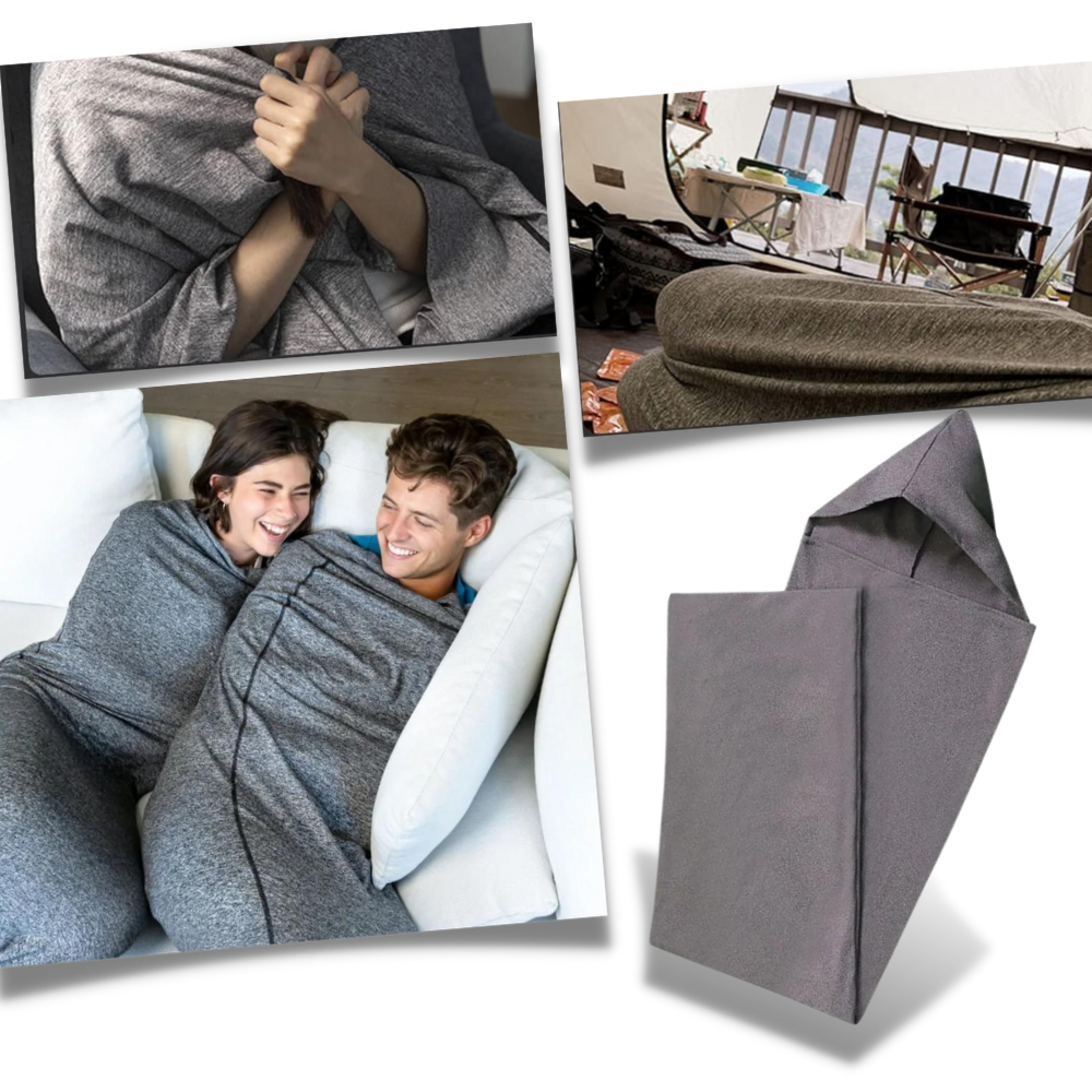 Wearable Hooded Blanket Gray 185x50cm Adults Children Fleece Warm Throw Travel Blanket Loungewear | Sansoti
