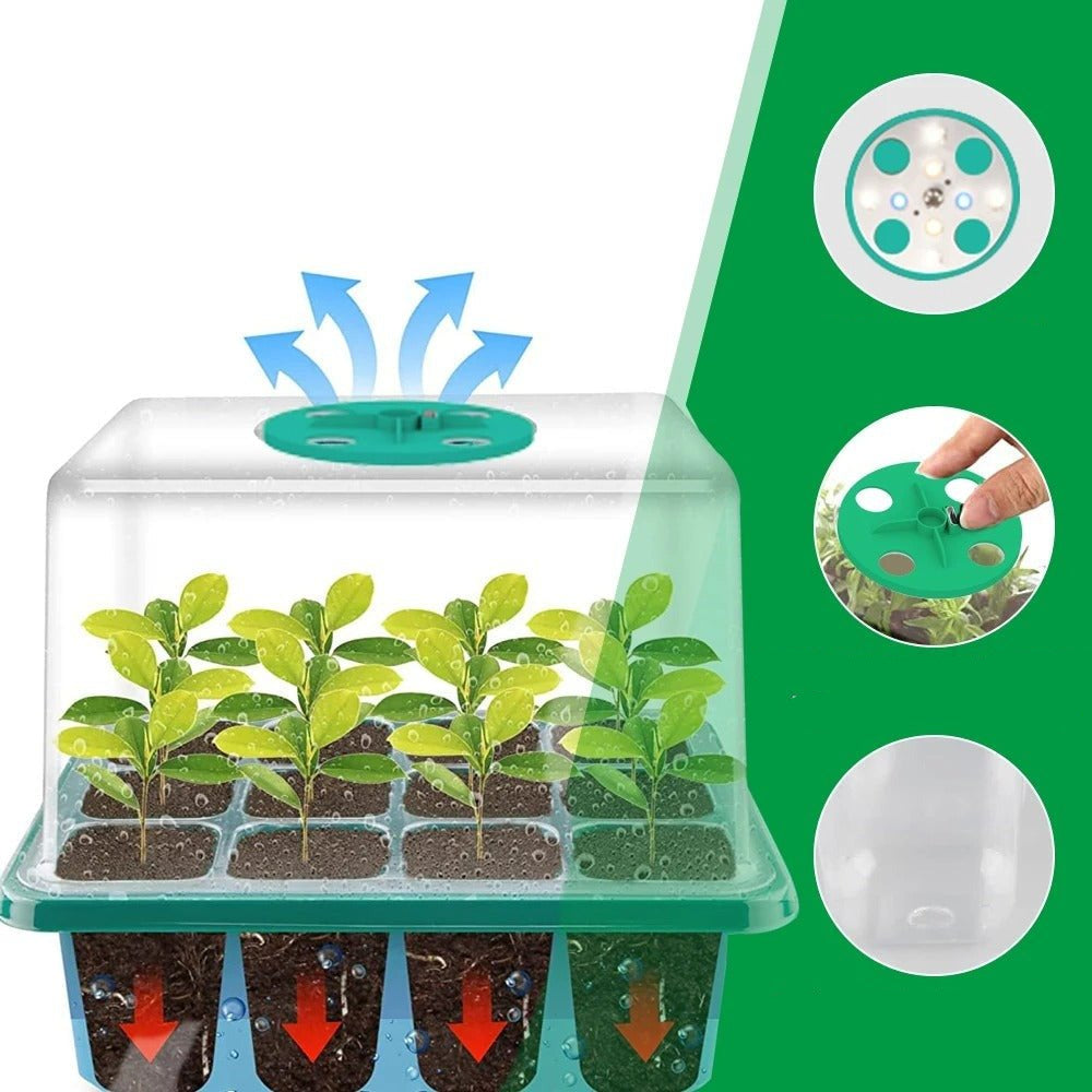 Zaaitray met Groeilamp LED voor Zaailingen en Stekjes Binnen Buiten Kweekbak Groeisysteem Tuinbouw Moestuin | Sansoti