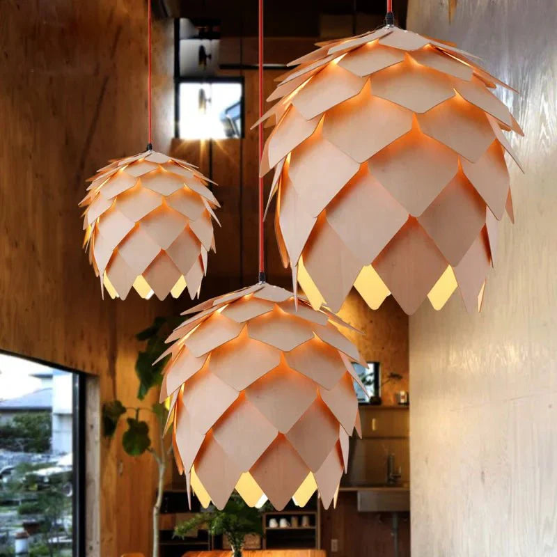 Eikenhouten Hanglamp met Kristal en Verstelbare Kabel – Scandinavische Verlichting | Sansoti