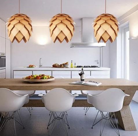 Eikenhouten Hanglamp met Kristal en Verstelbare Kabel – Scandinavische Verlichting | Sansoti