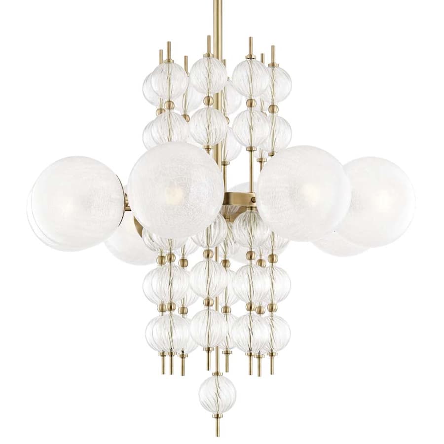 Moderne Glazen Kroonluchter met 8 Lichtpunten 86cm – Elegant Staal met Bolvormige Kappen voor Eetkamer Woonkamer | Sansoti