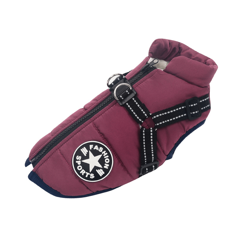 Hondenjas met Geïntegreerd Tuigje Waterdicht Winterwarm Reflecterend voor Honden Outdoor Wandeling Veiligheid | Sansoti