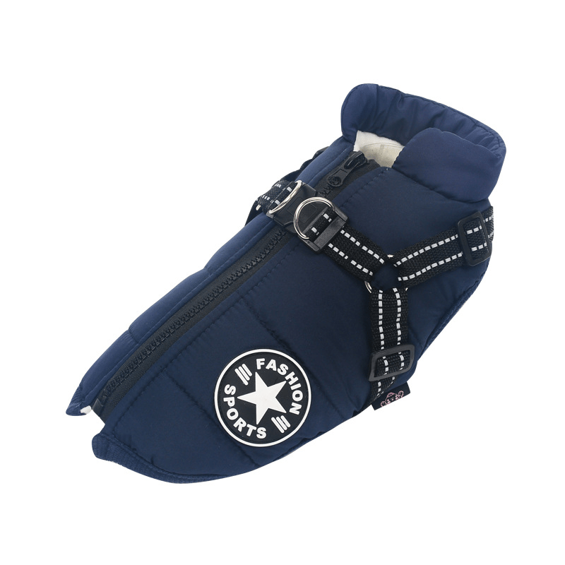 Hondenjas met Geïntegreerd Tuigje Waterdicht Winterwarm Reflecterend voor Honden Outdoor Wandeling Veiligheid | Sansoti