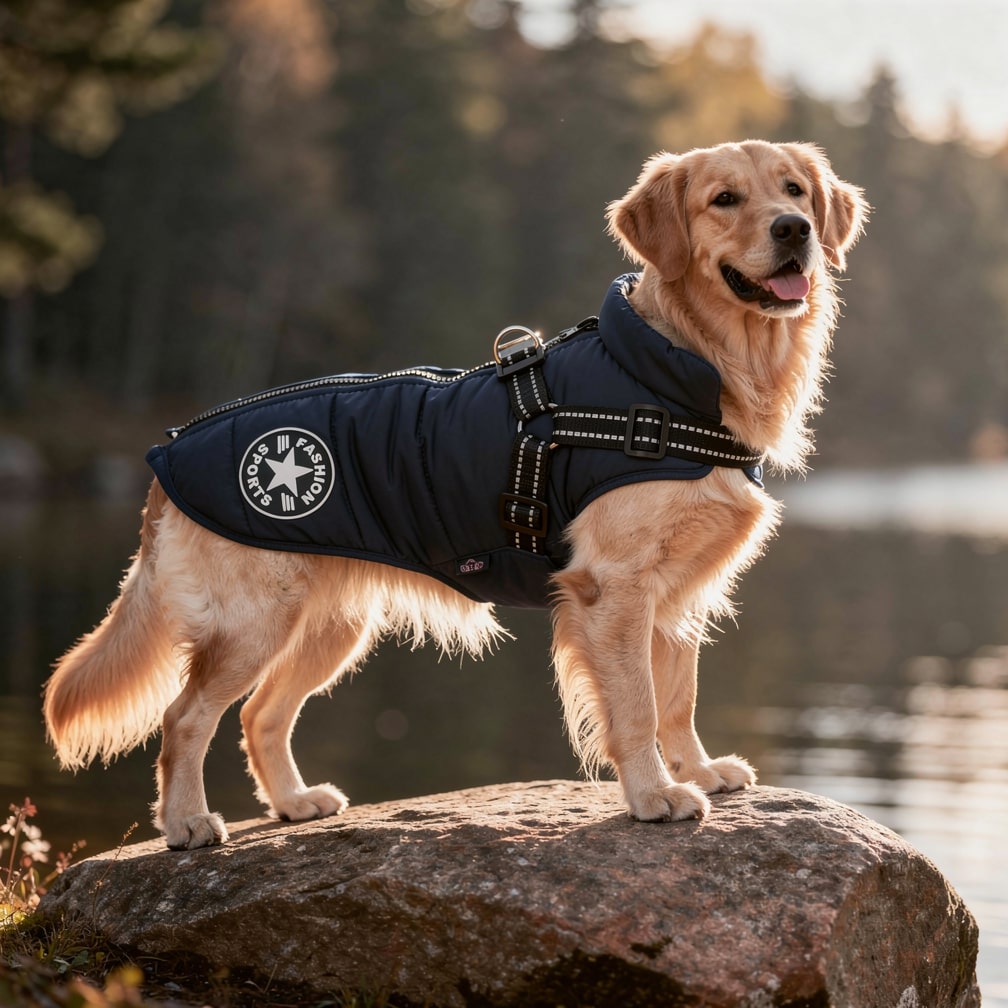 Hondenjas met Geïntegreerd Tuigje Waterdicht Winterwarm Reflecterend voor Honden Outdoor Wandeling Veiligheid | Sansoti