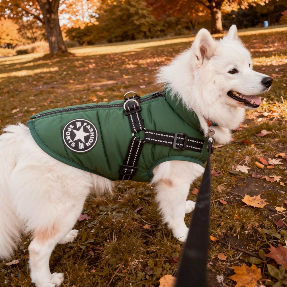 Hondenjas met Geïntegreerd Tuigje Waterdicht Winterwarm Reflecterend voor Honden Outdoor Wandeling Veiligheid | Sansoti