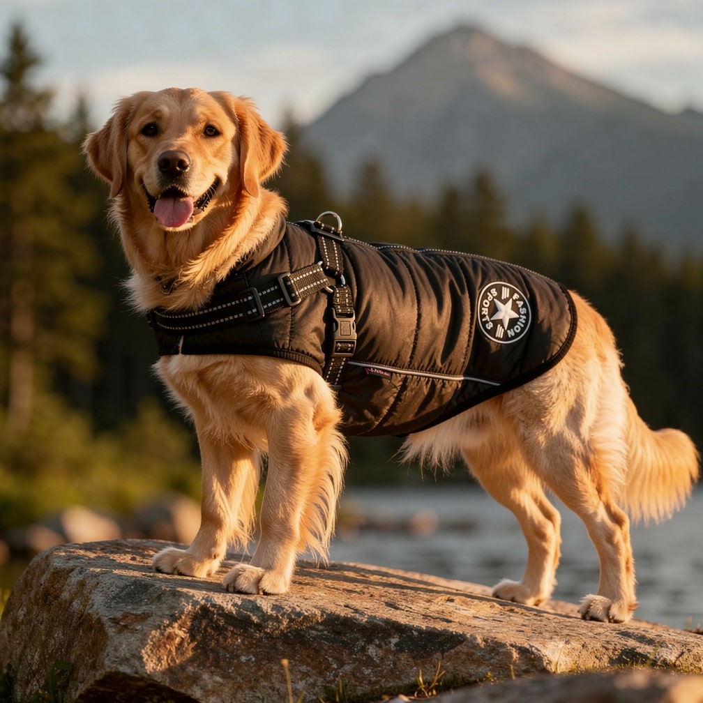 Hondenjas met Geïntegreerd Tuigje Waterdicht Winterwarm Reflecterend voor Honden Outdoor Wandeling Veiligheid | Sansoti