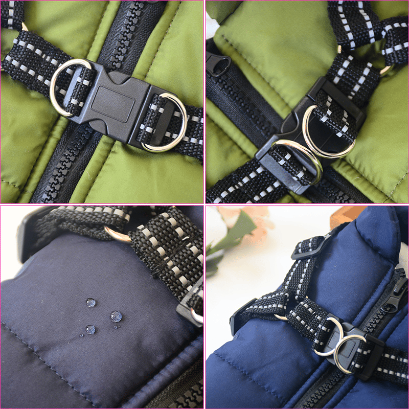 Hondenjas met Geïntegreerd Tuigje Waterdicht Winterwarm Reflecterend voor Honden Outdoor Wandeling Veiligheid | Sansoti