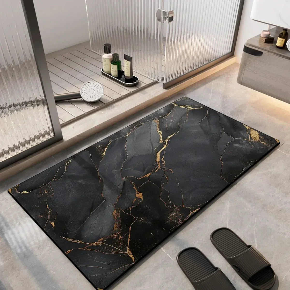 Diatomaceous Earth Bath Mat, Quick-Drying, Non-Slip, Absorbent, Modern Design for Shower and Bathroom Wellness | Sansoti