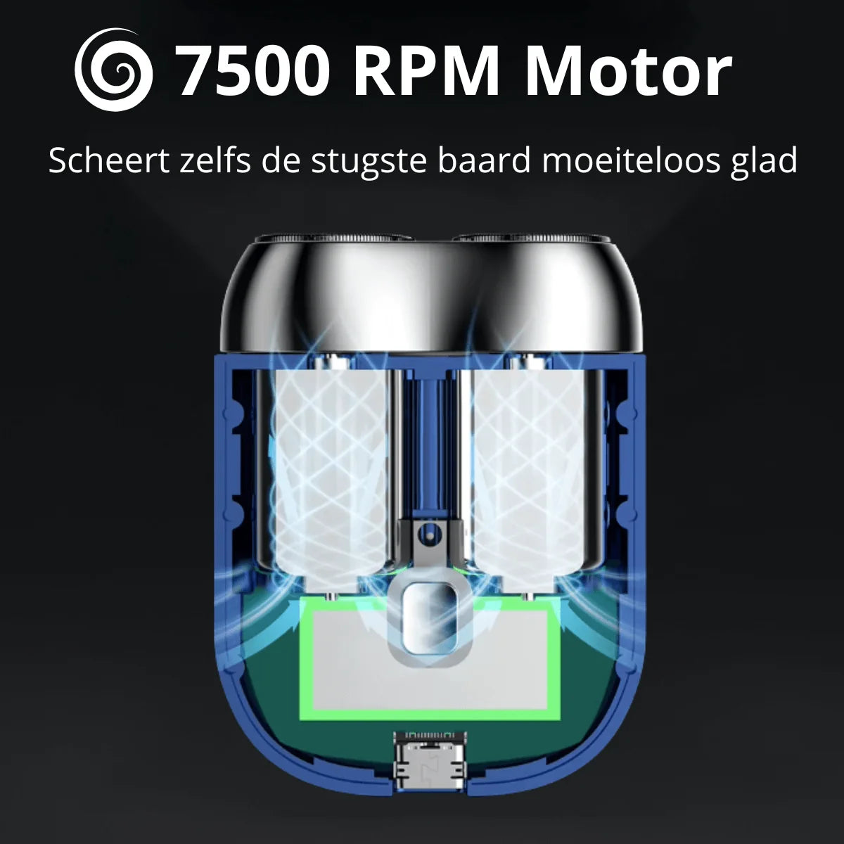 Elektrischer Rasierer mit zwei Scherköpfen, 360° schwebender Scherkopf, nass und trocken, wiederaufladbar, kompakt und reisefreundlich | Sansoti