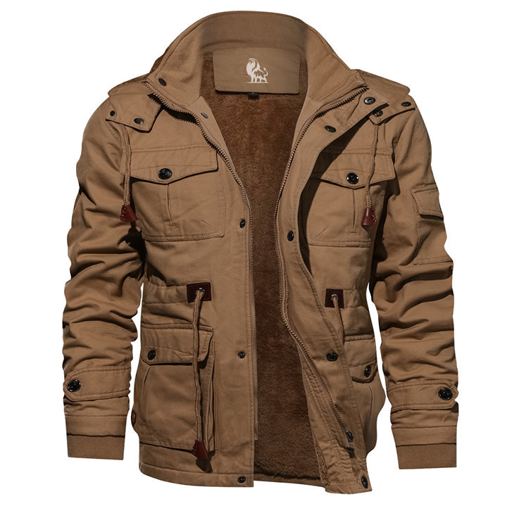 Outdoorjacke aus Baumwolle, wasserabweisend, mit abnehmbarer Kapuze, für Herren und Damen, Winter, Herbst, Wandern, Reisen und Camping | Sansoti