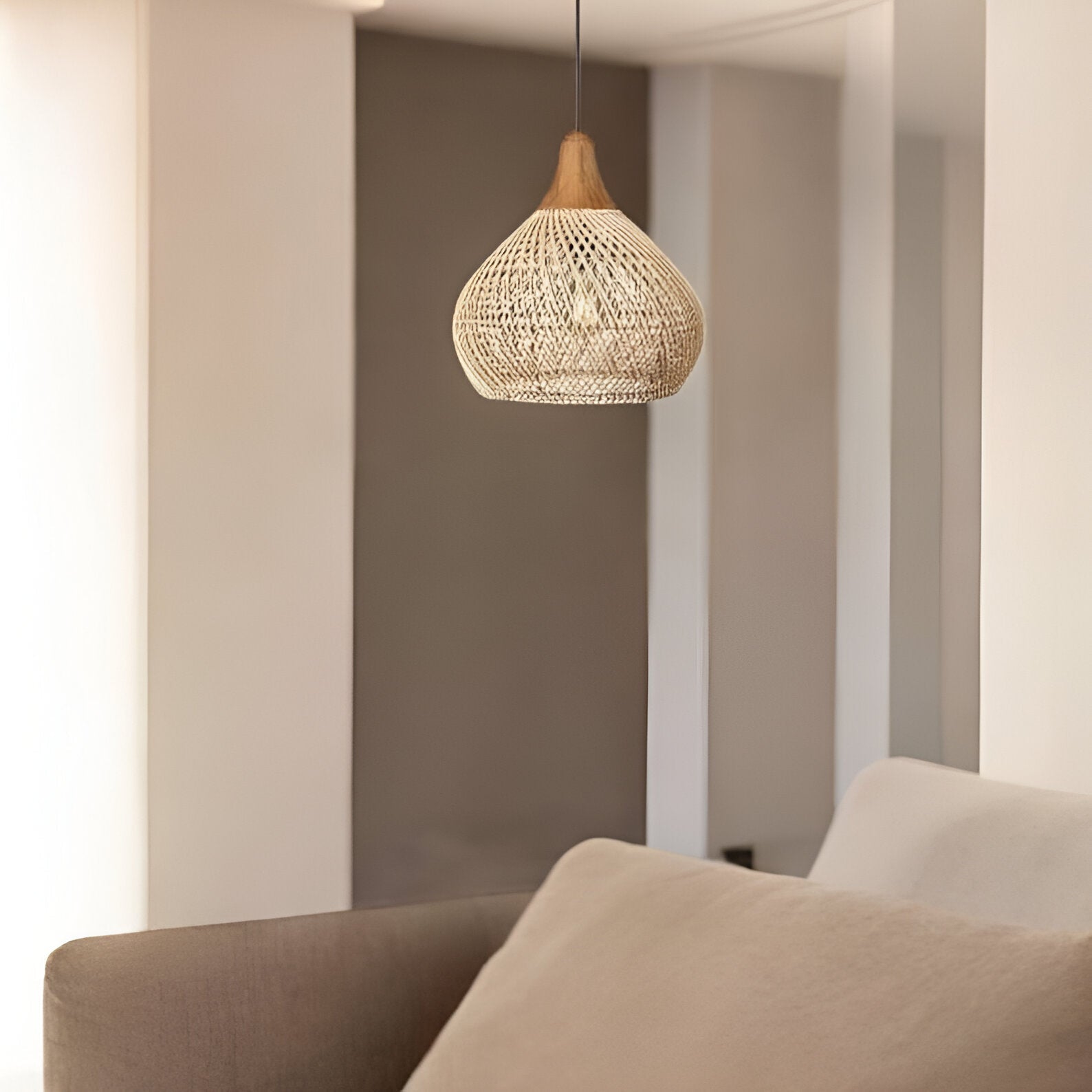 Rotan Hanglamp Boho Natuur Ø40 Ø50 Ø60 Zwart Of Naturel LED | Sansoti