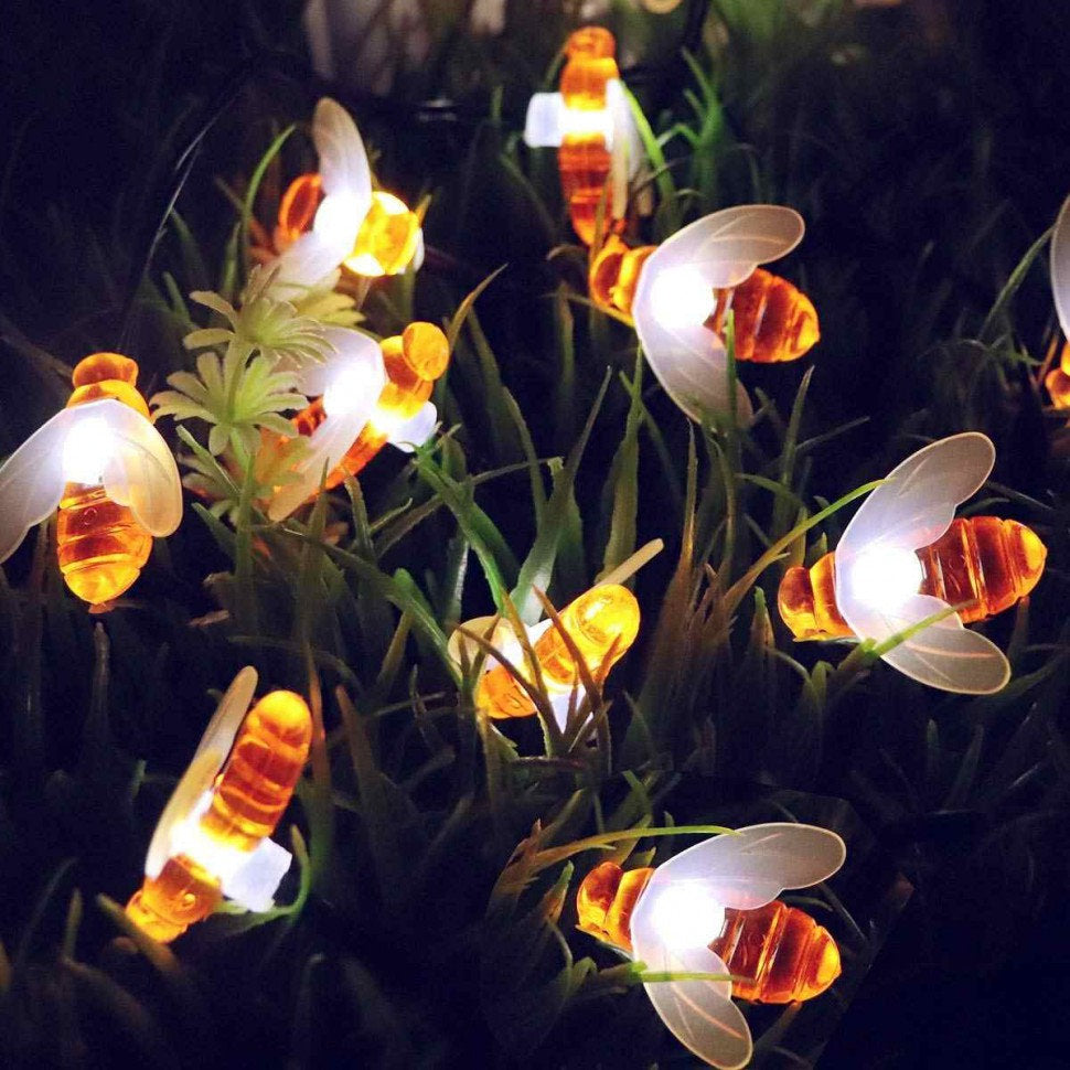 Solar-Lichterkette mit Bienen, 30-50 LEDs, warmweiß, stimmungsvolle Gartenbeleuchtung, wasserdicht, dekorativ, IP65, Außenbeleuchtung | Sansoti