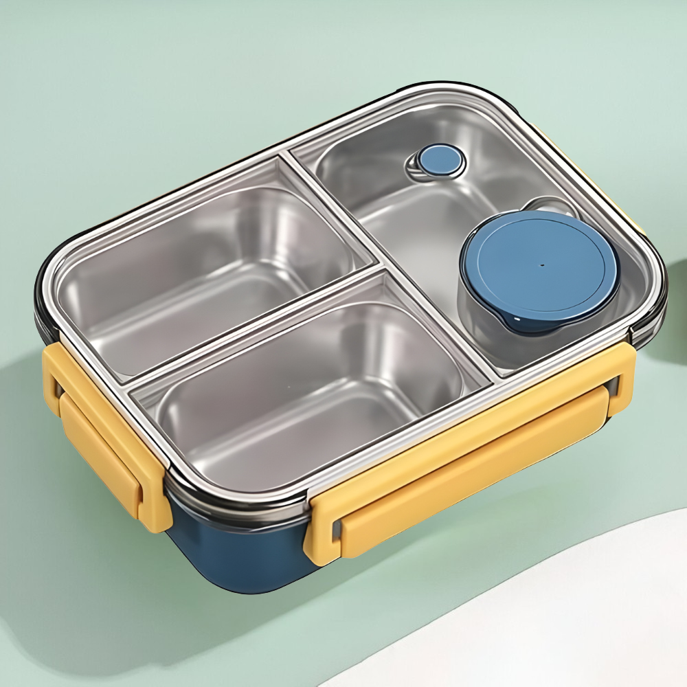 Isolerende Lunchbox Roestvrijstaal 850ml Lekvrij Warmhoudbox Thermo Voedseltrommel Werk School Reizen Meerdere Vakken | Sansoti