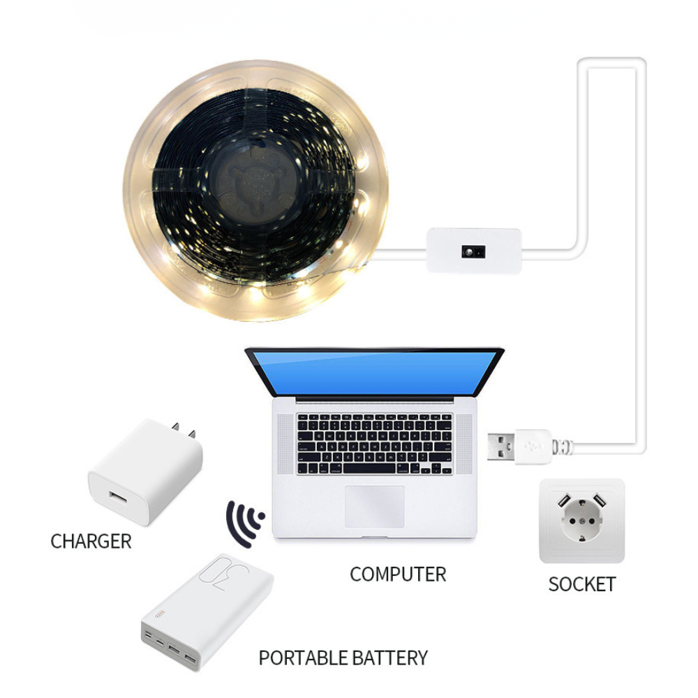 Bewegingssensor LED Flexibele Lichtstrip Binnen USB Batterij Waterdicht Kastverlichting Trapverlichting Handscanner Automatische Dimbare Stripverlichting Verlichtingsstrip Warm Koel Wit 1m 2m 3m 5m | Sansoti