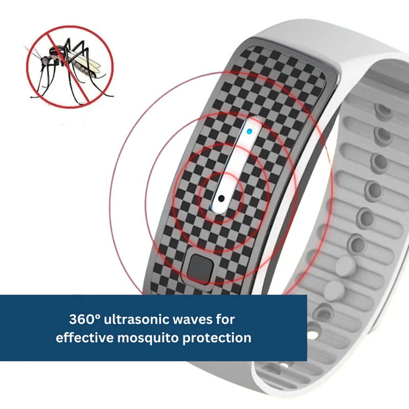 Ultraschall-Armband gegen Mücken, aufladbares, wasserdichtes und verstellbares Abwehrsystem für Outdoor-Aktivitäten, Camping und Wandern | Sansoti