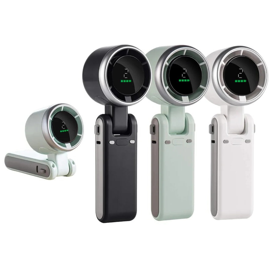 Opvouwbare Handventilator met Digitaal Display – 5 Snelheden, 180° Verstelbaar & Draagbaar voor Thuis | Sansoti