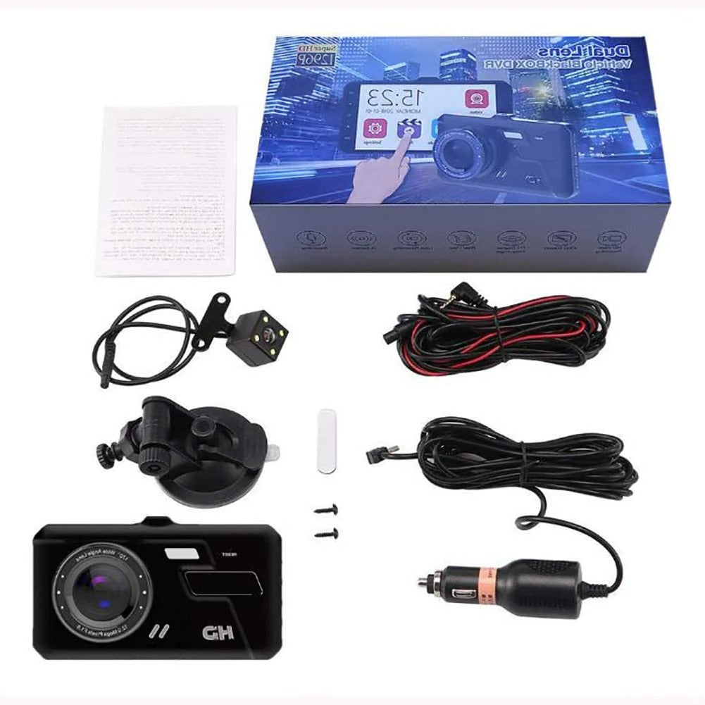 Dashcam Dual Camera 1080P Full HD 170° Groothoek 4 Inch LCD Scherm Auto Beveiliging Opname Dashboardcamera | Sansoti