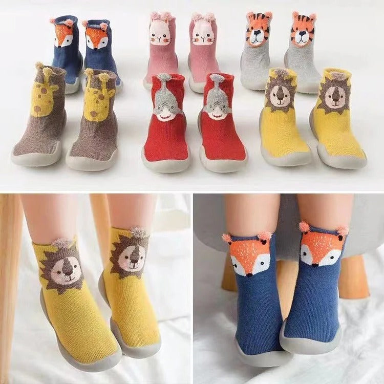 Non-Slip House Socks for Babies and Toddlers with Soft Soles, Animal Prints, Warm Indoor Footwear, Comfort | Sansoti