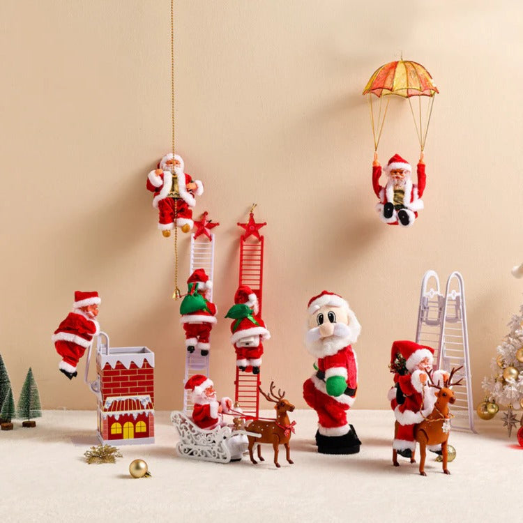 Climbing Santa Claus Decoration with Ladder, Lights, Music and Moving Figure, Christmas Holiday Animation, Christmas Decoration | Sansoti