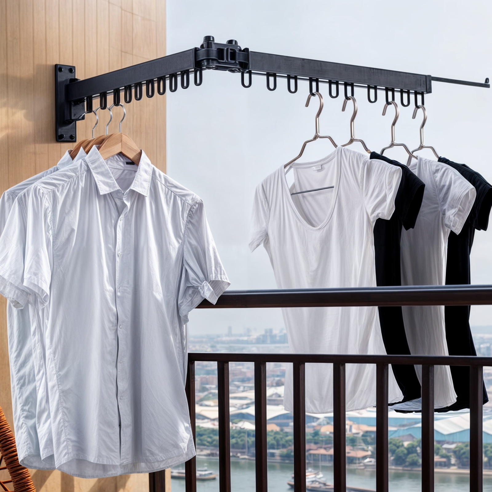 Foldable Wall Drying Rack Grey Aluminum 180° Rotatable – Space-Saving Laundry Rack for Clothes & Towels | Sansoti