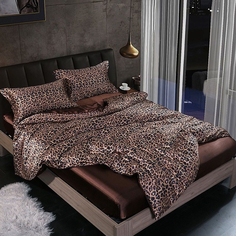 Satin Duvet Cover Set, 4-Piece, with Fitted Sheet and Pillowcases, Silk Shine, Luxury Bedding, Bedroom | Sansoti