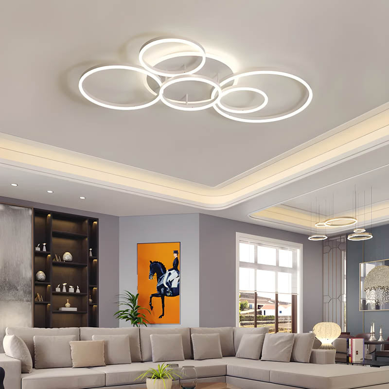 Moderne Deckenleuchte LED Aluminium Schwarz Wohnzimmer Schlafzimmer Design Beleuchtung Ringe minimalistisch | Restfield