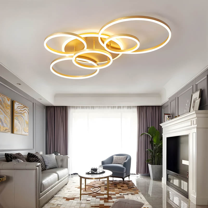 Moderne Deckenleuchte LED Aluminium Schwarz Wohnzimmer Schlafzimmer Design Beleuchtung Ringe minimalistisch | Restfield