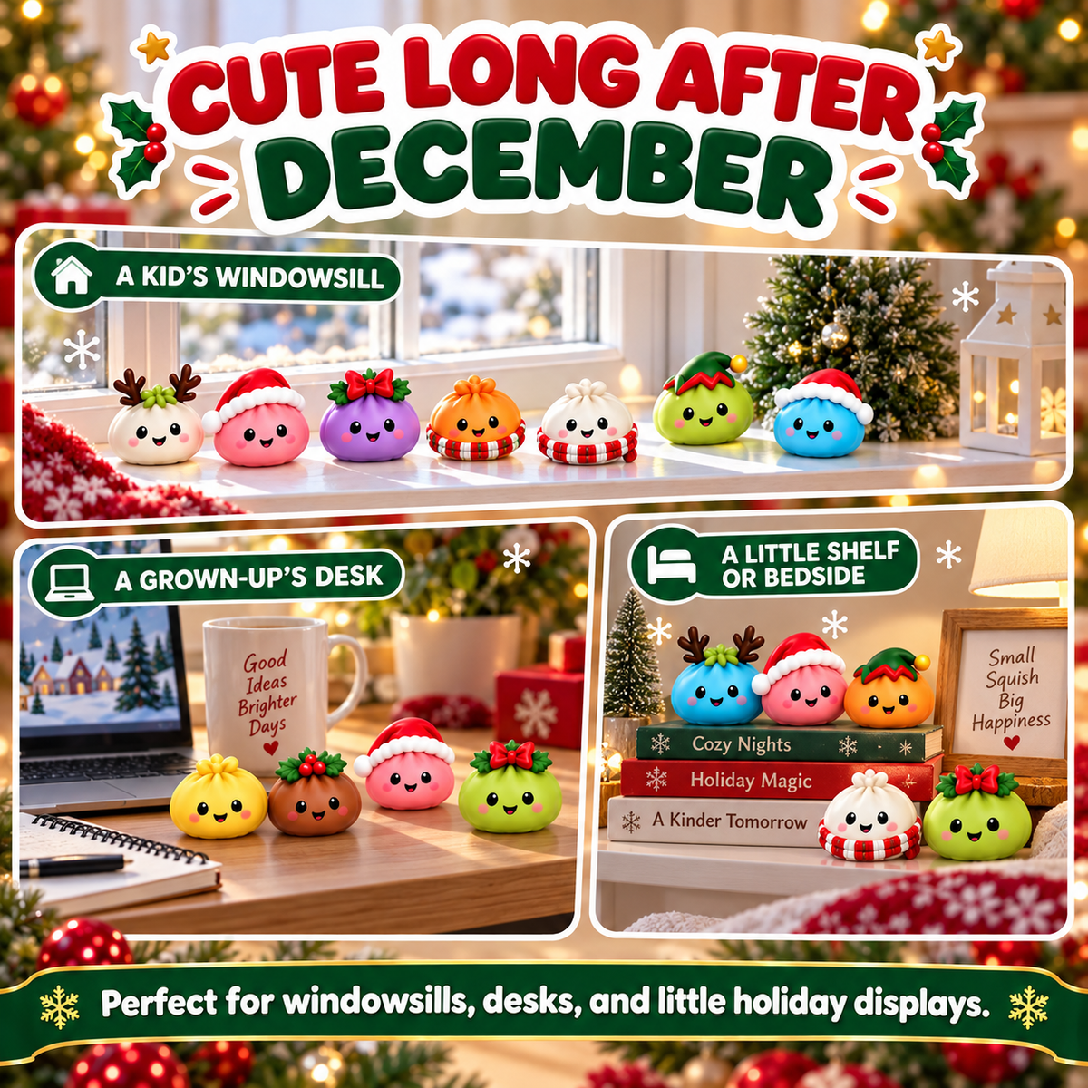 Adventskalender mit 24 kuscheligen Dumplings, weichen Squishies, Weihnachtscountdown-Spielzeug für Kinder und die Feiertage | Sansoti