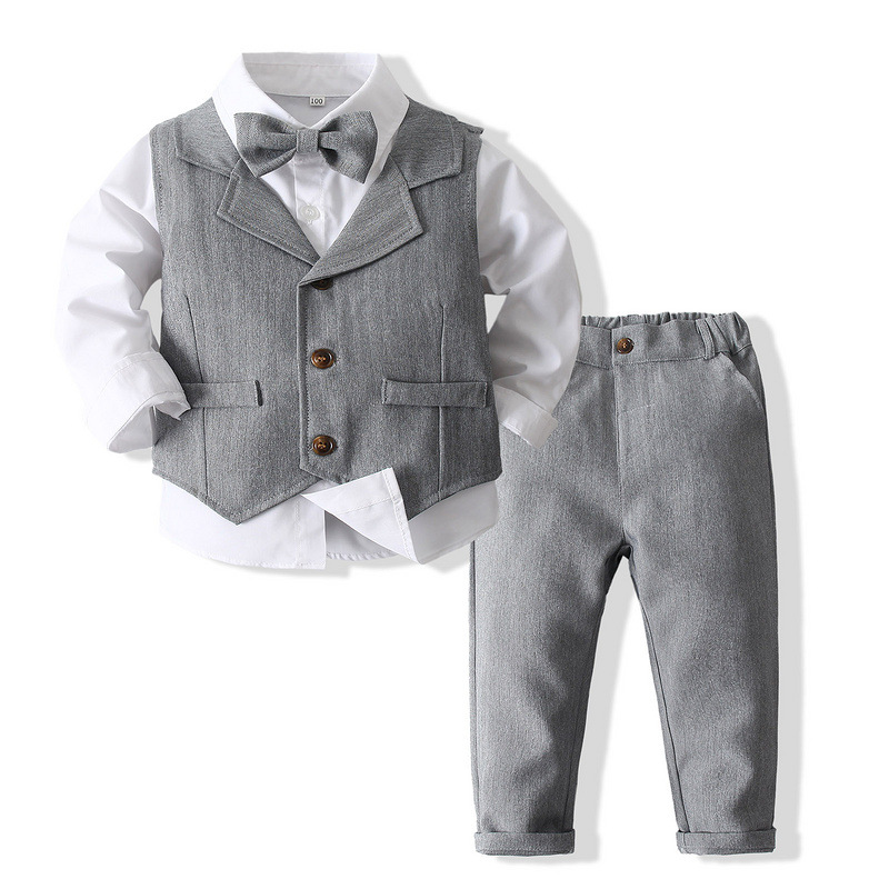 Jongenspak 3-Delig Blauw Hemd met Vest en Pantalon Formele Kleding voor Kinderen | Sansoti