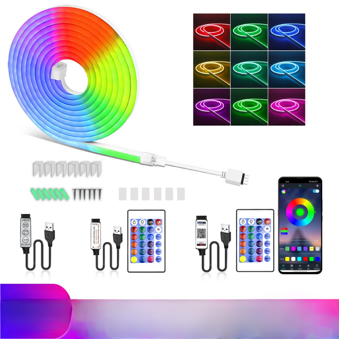 Slimme LED-strip met App-bediening Muziekmodus Bewegingssensor Flexibel Multicolor 100-500cm Sfeerverlichting | Sansoti