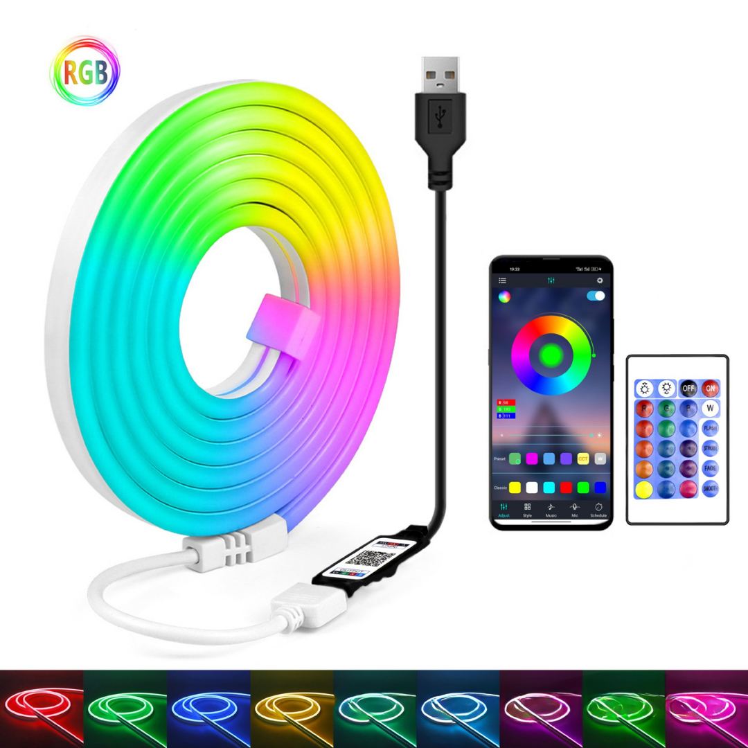 Slimme LED-strip met App-bediening Muziekmodus Bewegingssensor Flexibel Multicolor 100-500cm Sfeerverlichting | Sansoti