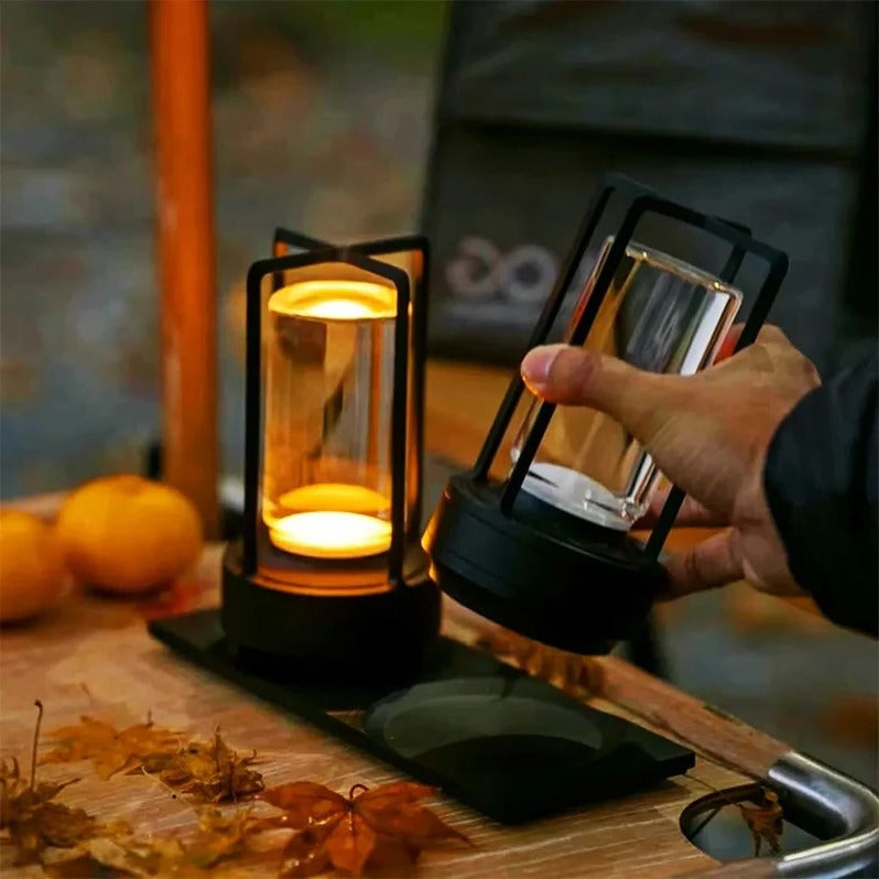 Lampe de table LED sans fil, à intensité variable, rechargeable, commande tactile, éclairage d’ambiance, veilleuse, USB-C, noir, or et argent | Sansoti