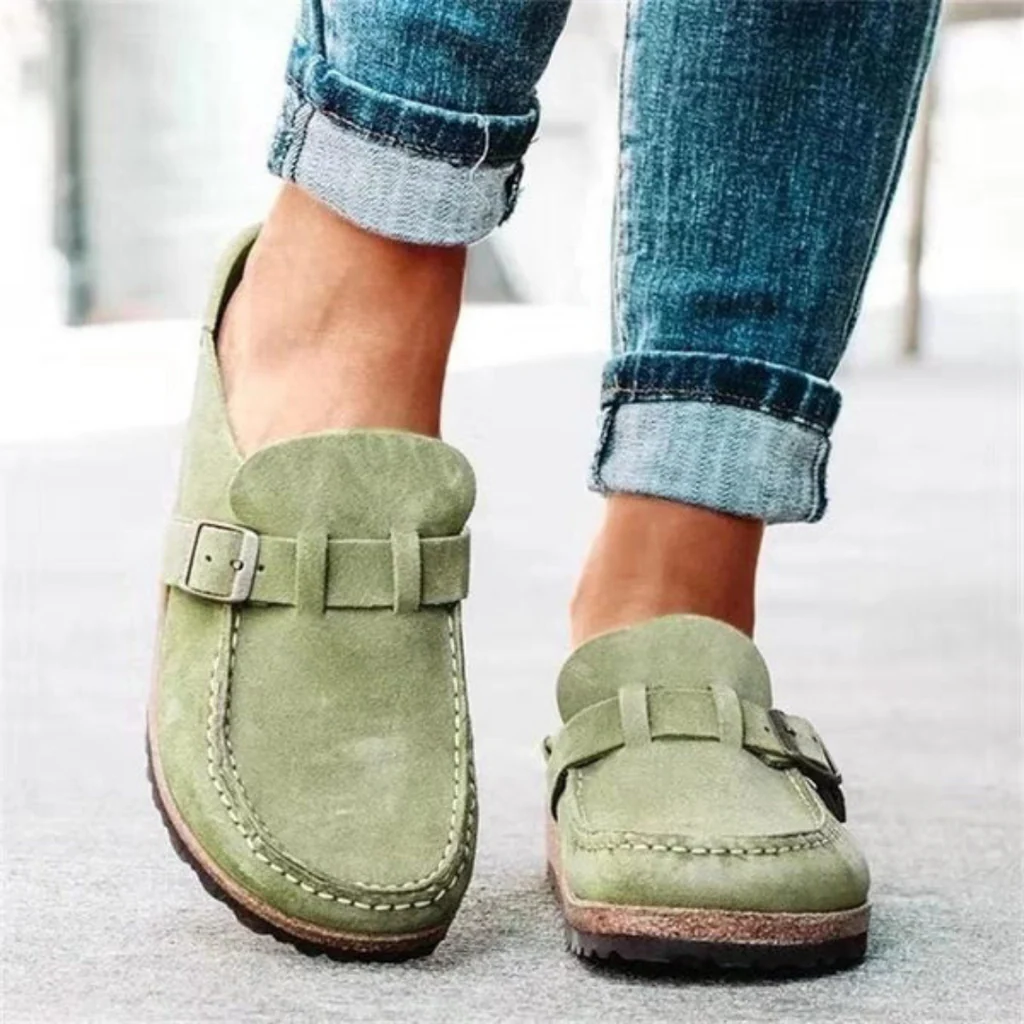 Sabots orthopédiques pour femme, sandales à boucle, chaussures d’été avec semelle confortable, décontractées et légères, vert clair | Sansoti