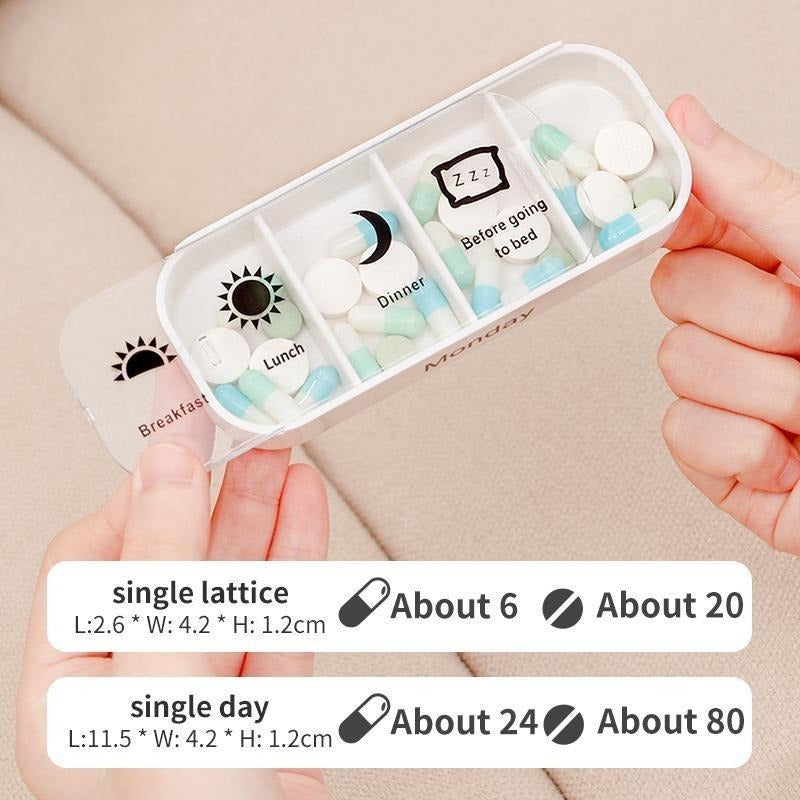 Pillendoos voor 7 Dagen met Dagmerkingen in Verschillende Kleuren voor Medicatie Organisatie | Sansoti