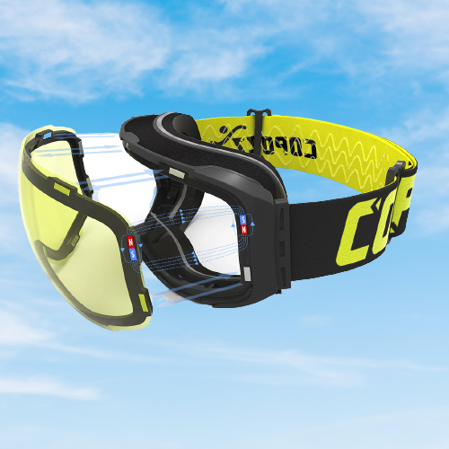 Skibrille mit magnetischem Linsensystem, UV400-Schutz, rutschfest, verstellbar und komfortabel für den Wintersport | Sansoti