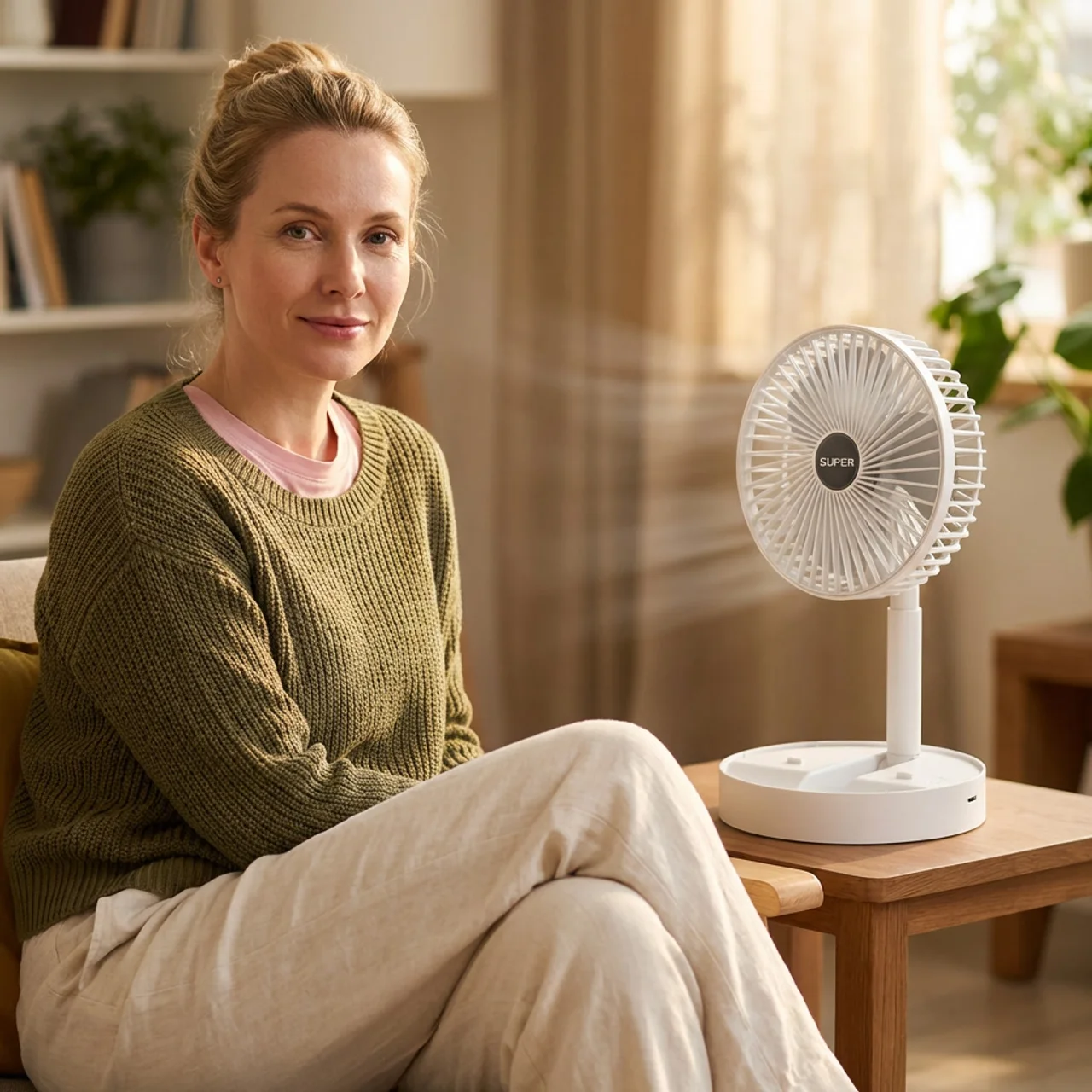 Draagbare Opvouwbare USB Ventilator 4 Snelheden Fluistermotor Oplaadbaar Compact Koel Design Bureau Reis | Sansoti