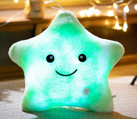 Verlicht Knuffelkussen Ster voor Kinderen | Zacht Pluche met Rustgevend LED-Licht | Troostend Slaapmaatje voor Peuters en Kleuters | Sansoti
