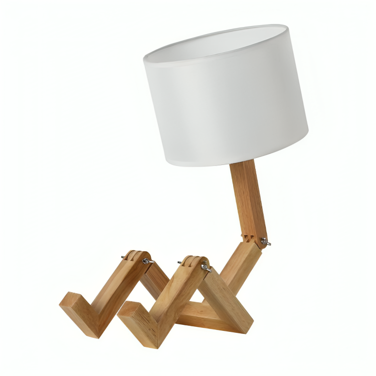Houten Tafellamp met Opbergplank Wit E27 Verstelbare Leeslamp Scandinavisch Design Nachtkastje Bureau | Sansoti