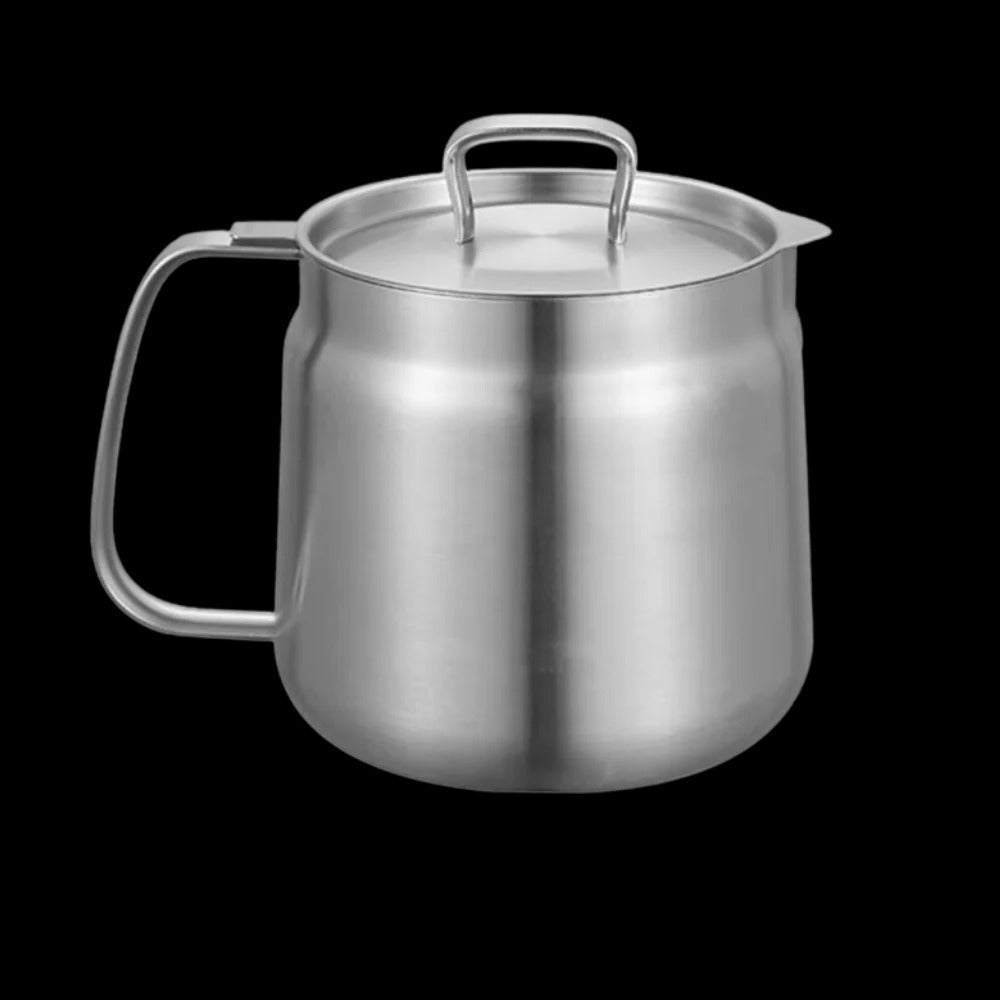 Poêle à frire avec tamis intégré 1,5 L en acier inoxydable, filtre à huile, poignée résistante à la chaleur, friture en cuisine | Sansoti