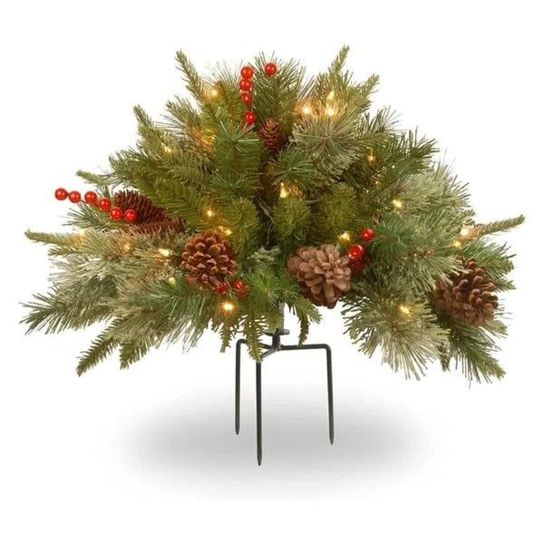 Beleuchteter Weihnachtsspray mit Tannenzapfen und Beeren für Urne, Vase, Eingangsbereich, Dekoration, künstlichen Weihnachtsbaum und die Feiertage | Sansoti