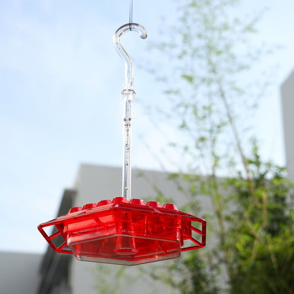 Kolibrifutterspender mit integriertem Ameisengraben, 30 Trinköffnungen, transparenter hängender Futterspender für Garten und Balkon | Sansoti