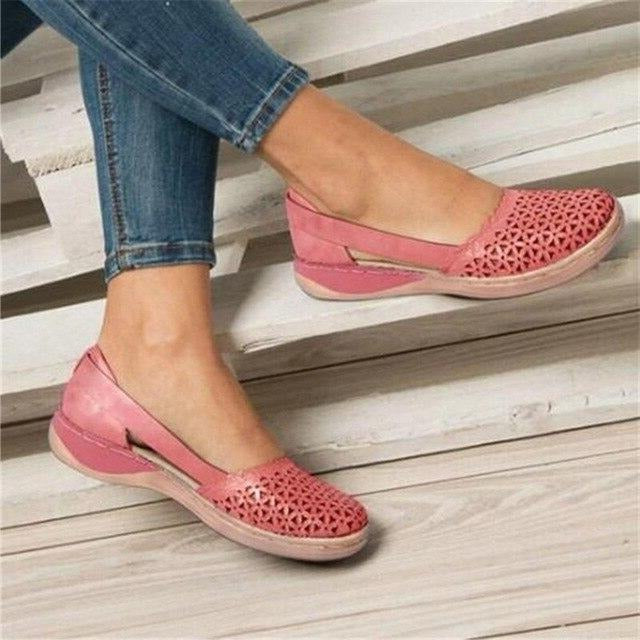 Women's Ballet Flats with a Wider Toe Box for Hallux Valgus Comfort, Flat PU Leather Shoes for Everyday Wear | Sansoti