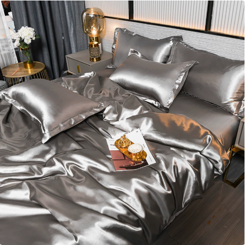 Vierteiliges Satin-Bettwäsche-Set – Luxuriöser Schlafkomfort mit Temperaturregulierung für alle Jahreszeiten | Sansoti