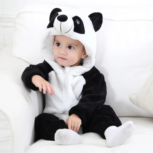 Baby Onesie Dierenpakje Panda Dinosaurus Tijger Muis – Zachte Fleece Jumpsuit Babykleding Romper 0-4 Jaar | Sansoti
