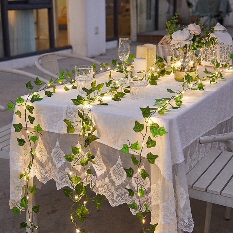 LED Climbing Plant Garland Green with Warm White Light – Decorative Ivy for Wall and Table | Sansoti