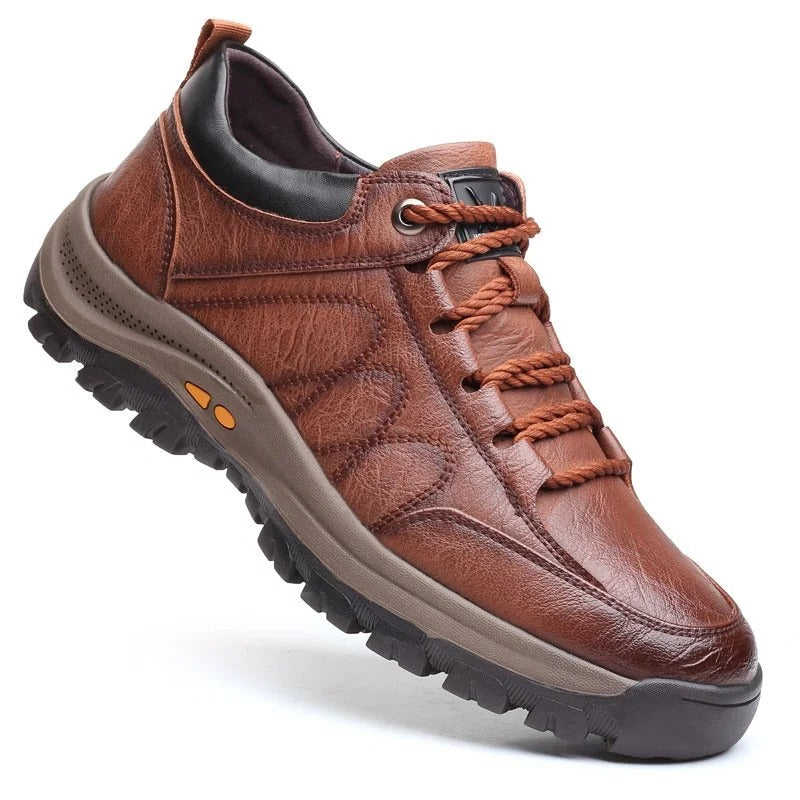 Chaussures orthopédiques pour hommes en cuir, imperméables, à semelle en caoutchouc, ergonomiques et confortables, noires ou marron, pour la marche et les activités en plein air | Sansoti