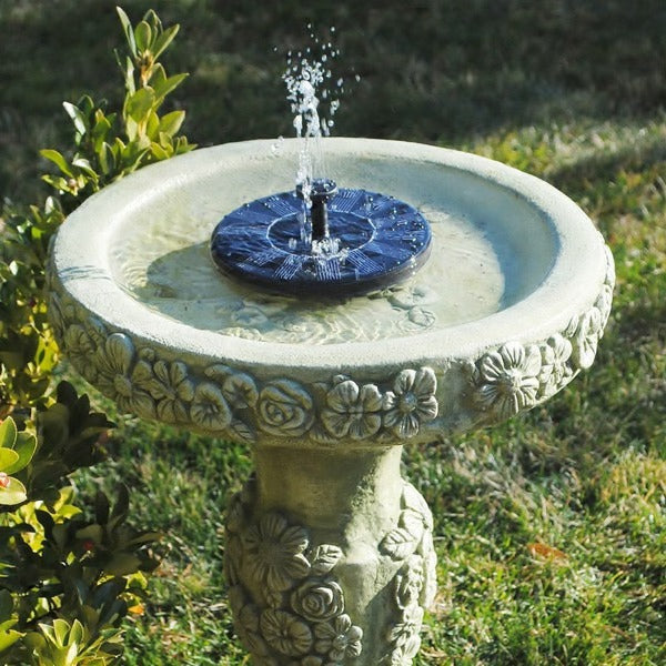 Solar-Wasserbrunnen Rund 17,5 cm Schwarz Schwimmende Gartendekoration Vogelbad Teich Kaskadenpumpe Garten-Wasserspiel | Sansoti