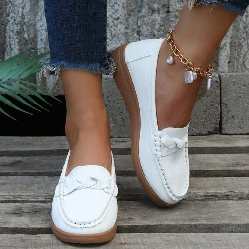 Mocassins orthopédiques pour femmes en cuir, chaussures à enfiler à coupe large, chaussures confortables antidérapantes pour tous les jours | Sansoti