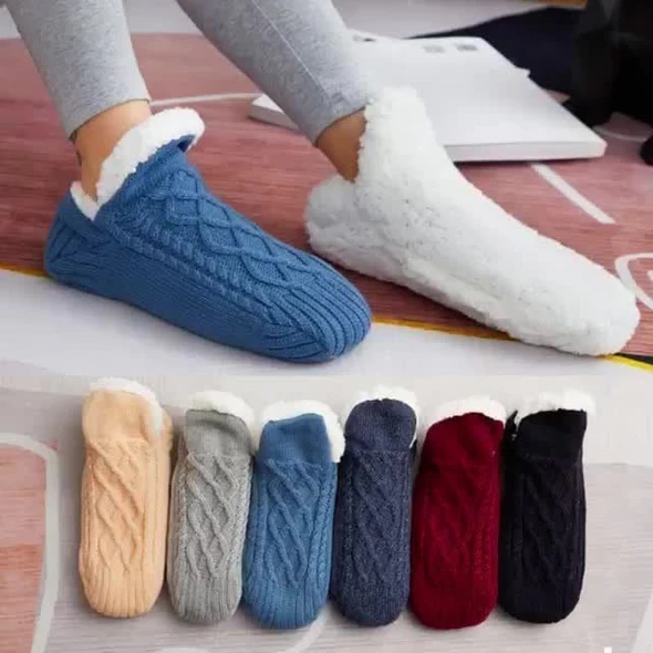 Chaussettes d’intérieur antidérapantes avec doublure polaire – chaussettes thermiques chaudes pour la maison, l’hôpital et le confort en intérieur | Sansoti